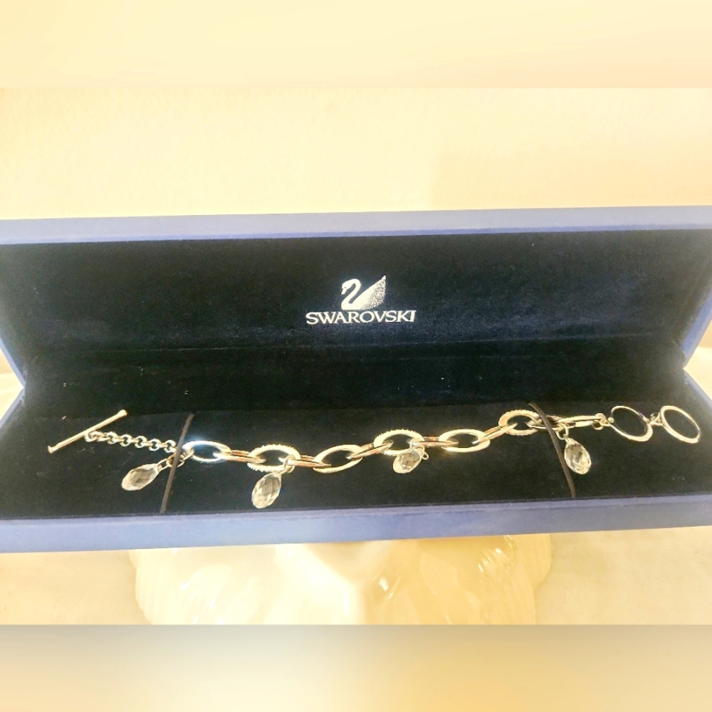 Swarovski Silver Pavé and Crystal Toggle Bracelet